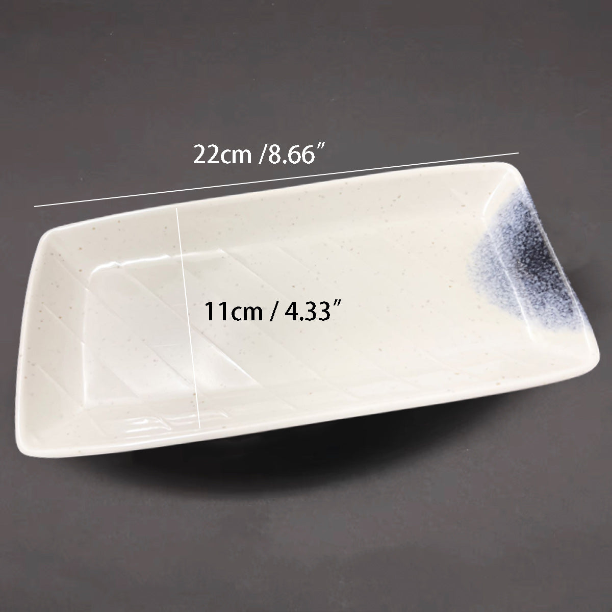 Dark Blue Ombre Hammered Pattern Rimmed Rectangular Melamine Plate (PF9006) - Chefcoca