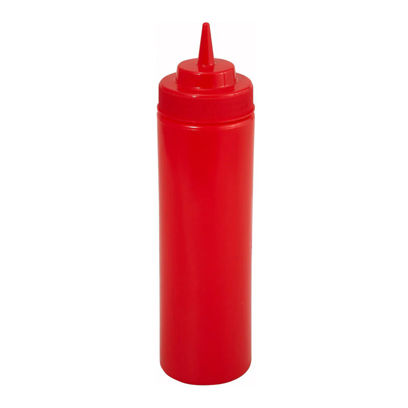PSW-32R - 32oz Squeeze Bottles, Wide Mouth, Red, 6pcs/pk - Chefcoca