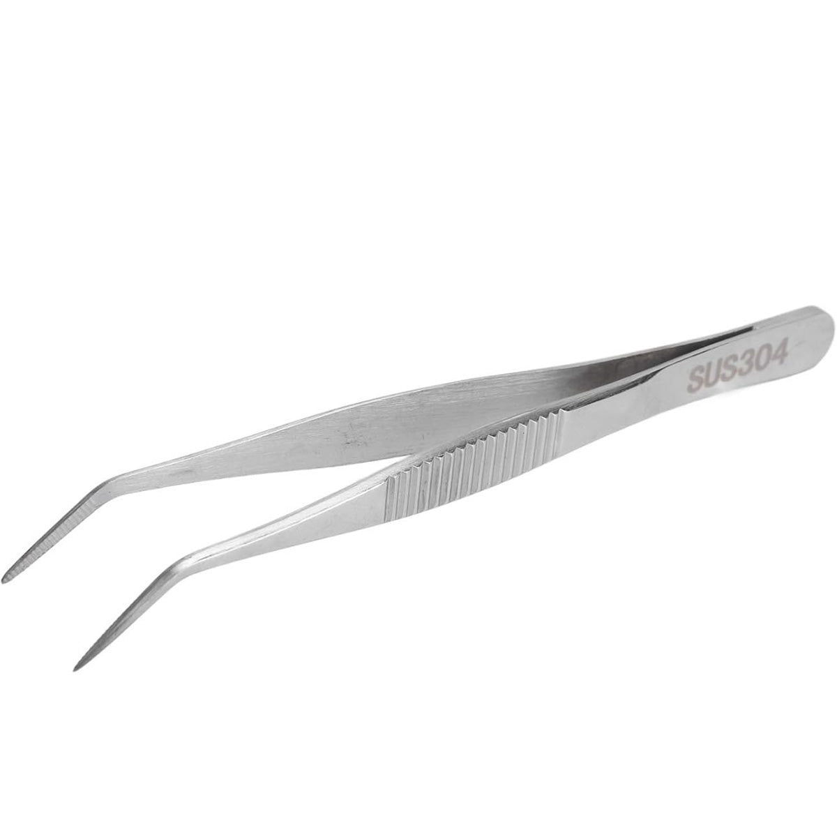 304 Stainless Steels Tweezers with curved 60 Degree Serrated Tip Professional Multi Purpose Tongs Tool for Industrial Work, Laboratory Use, Gardening - Chefcoca