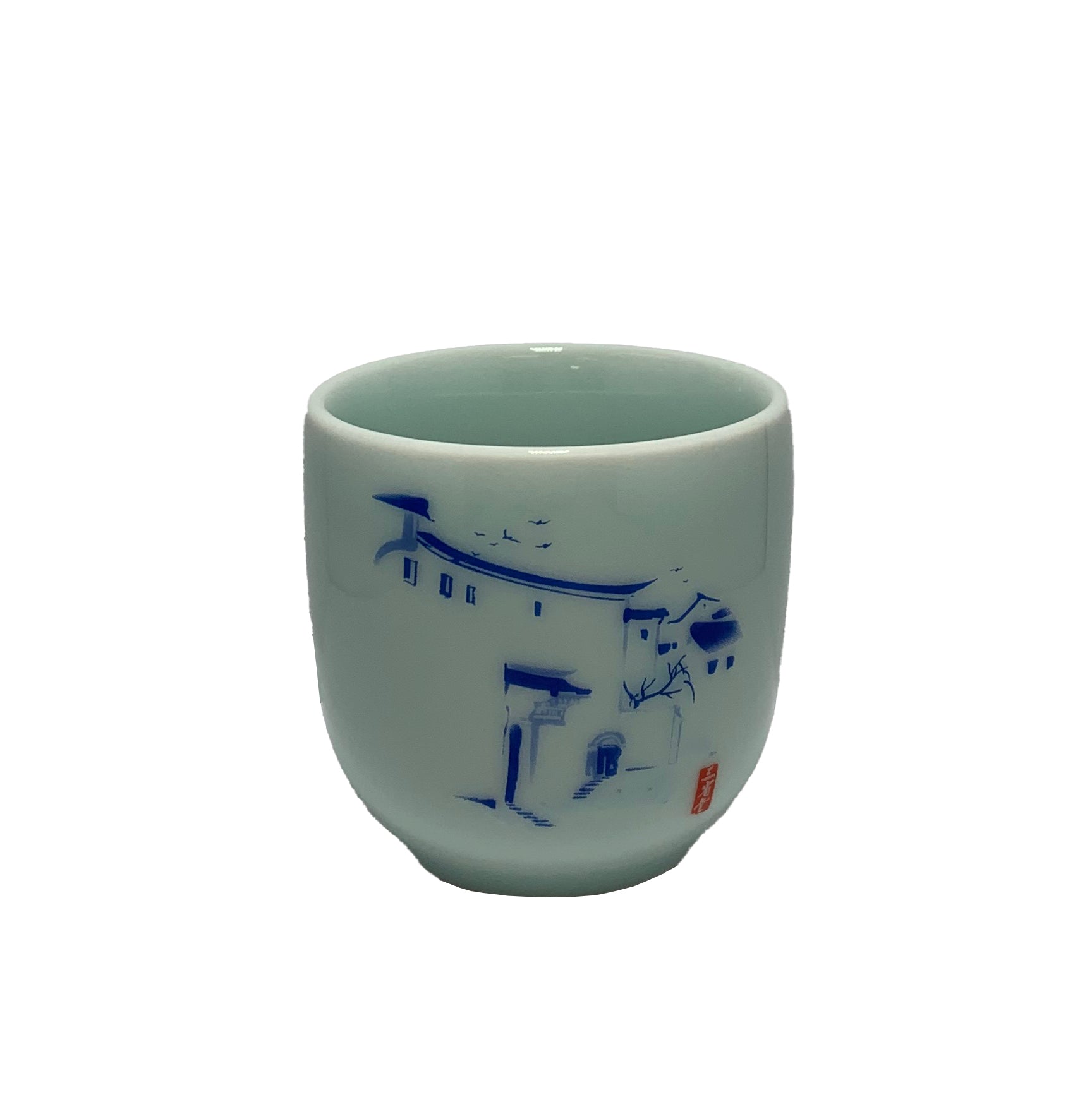 (PTC00035)  2.75" Dia Tea Cup, Shanghai Series, Blue House - Chefcoca