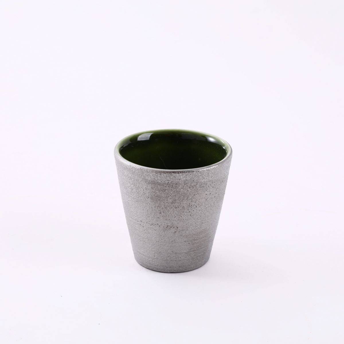 Silver coated jade ceramic cup, Green and Silver (PTC00402) - Chefcoca