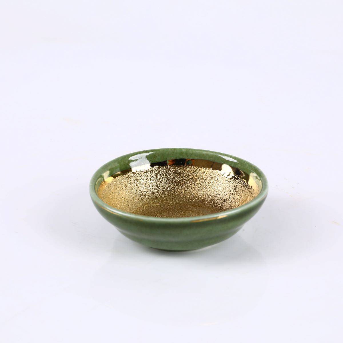 Golden & Green Ceramic Sauce Dish  (PTC00405) - Chefcoca