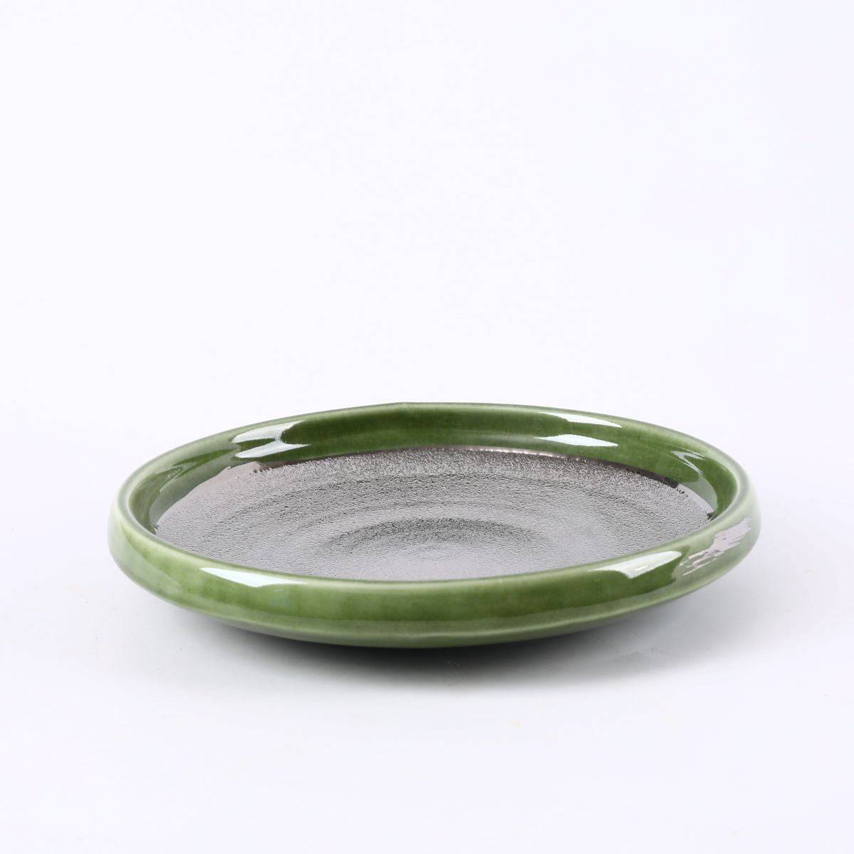 Ceramic silver Inner and Green outer Round Plate,Green and Silver(PTC00419) - Chefcoca