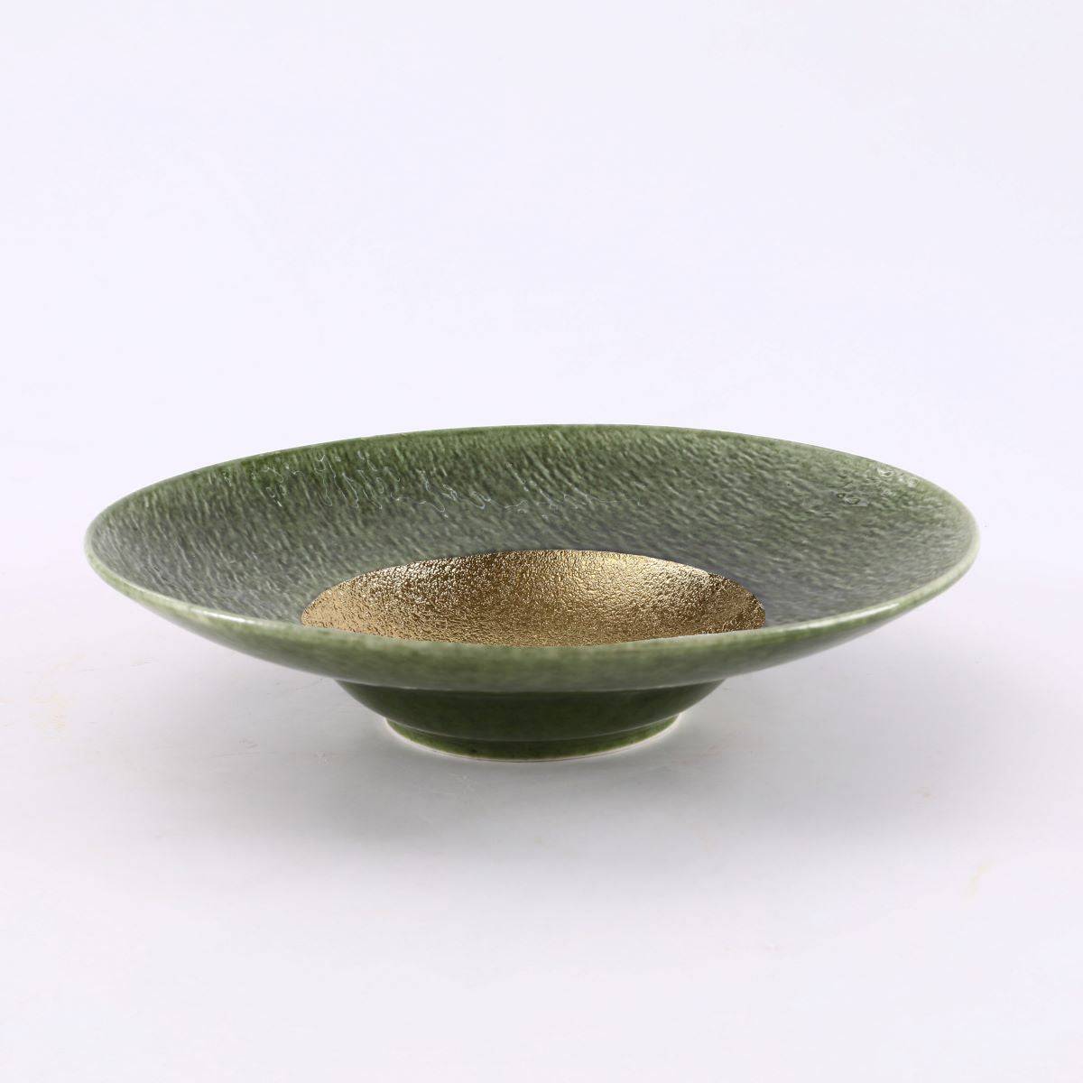 Round Emerald Gold Ceramic Dish (PTC00425) - Chefcoca