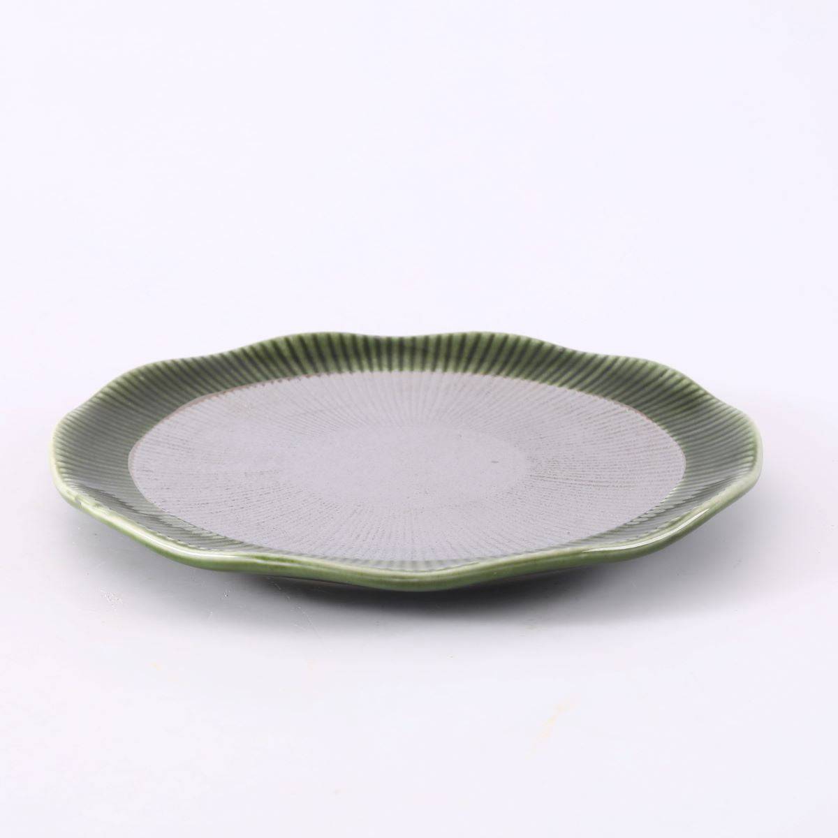 Ceramic silver jaded curve edged Round small Plate,Green and Silver (PTC00428) - Chefcoca