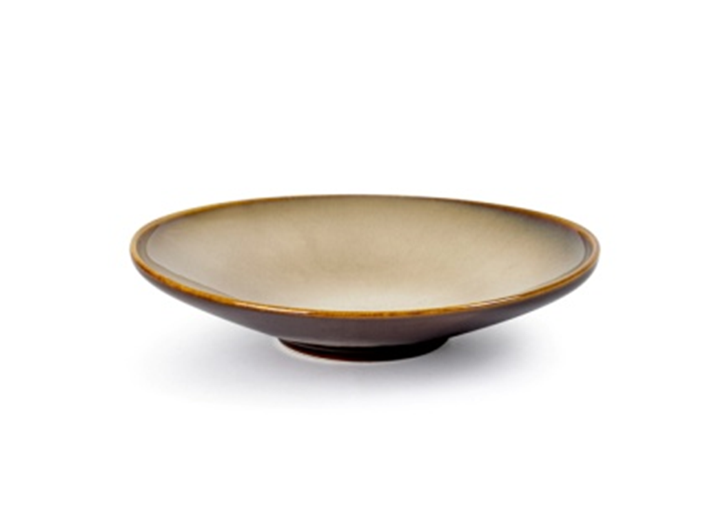 (PTC00621) 10 1/4" Dia Ceramic Brown kiln Round Deep Plate - Chefcoca