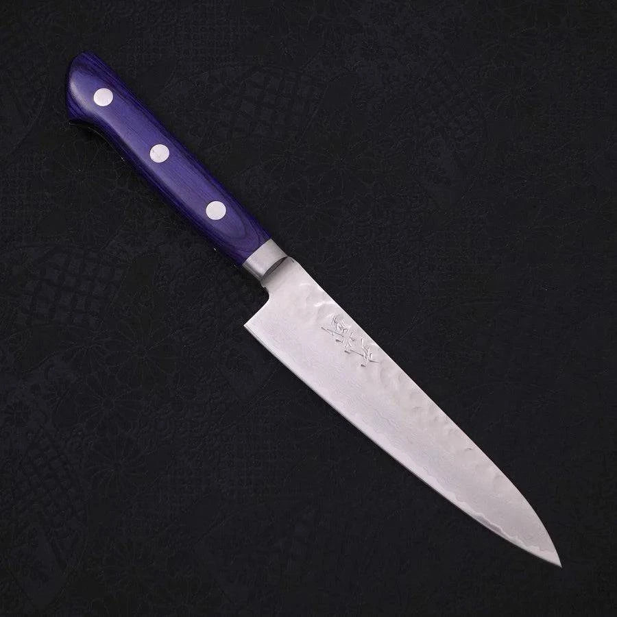 MUSASHI VG-10 Tsuchime Damascus Western-Blue Handle 135mm (148-135) - Chefcoca