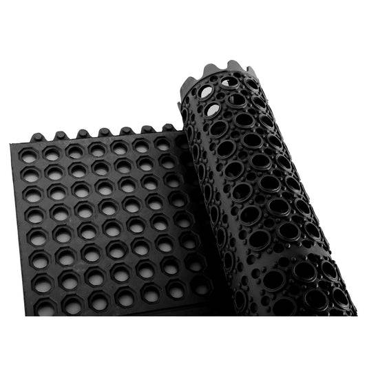 RBMI-33K - Rubber Interlocking Floor Mat, 3' x 3' - Black - Chefcoca