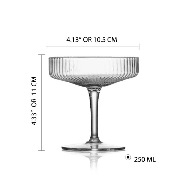 Classic Cocktail Glassware for Champagne, Martini, Manhattan, Cosmopolitan, Sidecar | Crystal Speakeasy Style Saucer Goblets with Stems - Chefcoca