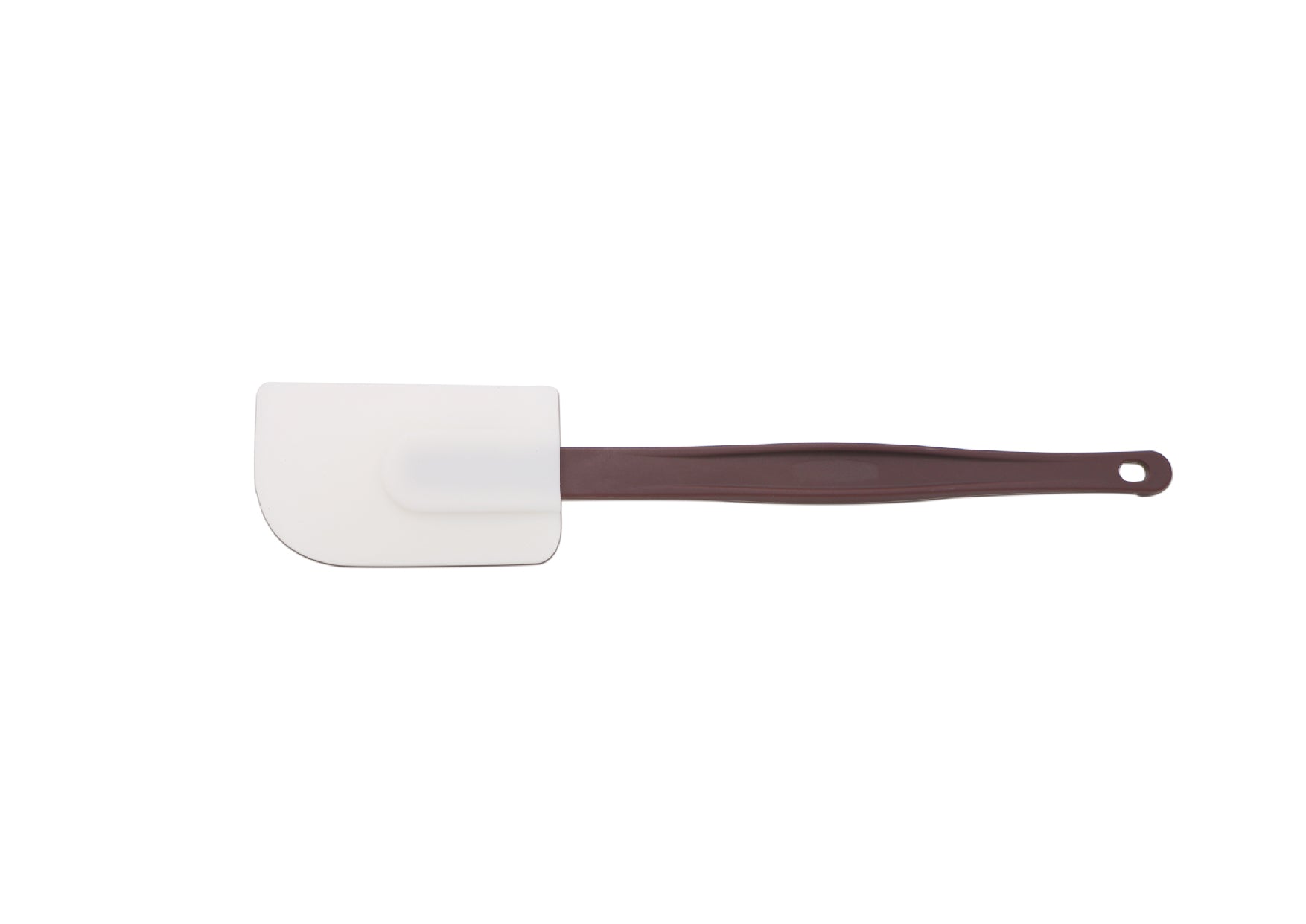 Sub-Equip White Silicone Flat Spoon Spatula with Brown Nylon Handle (10" - 16" Length) - Chefcoca