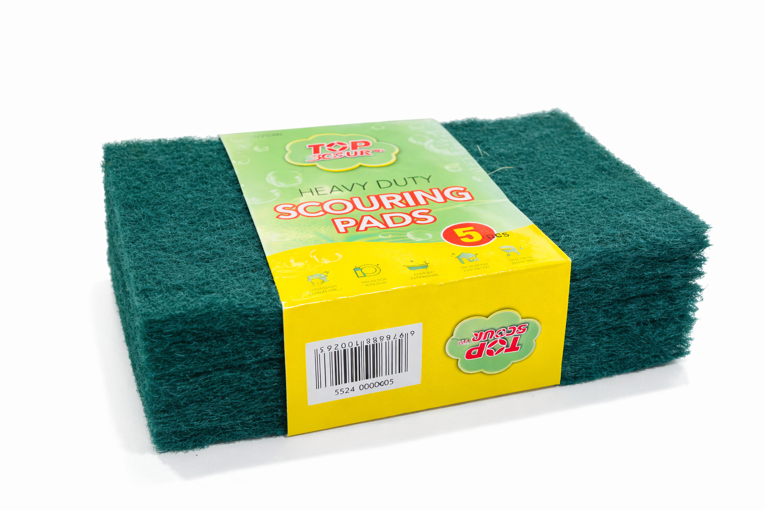 Sub-equip,SDK0026,Heavy Duty Scouring Pad ,Green(5pcs/pack) - Chefcoca