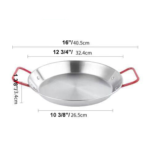 Paella Pan with Polished Stainless Steel (SPP-20S/SPP-24S/SPP-28S/SPP-32S) - Chefcoca