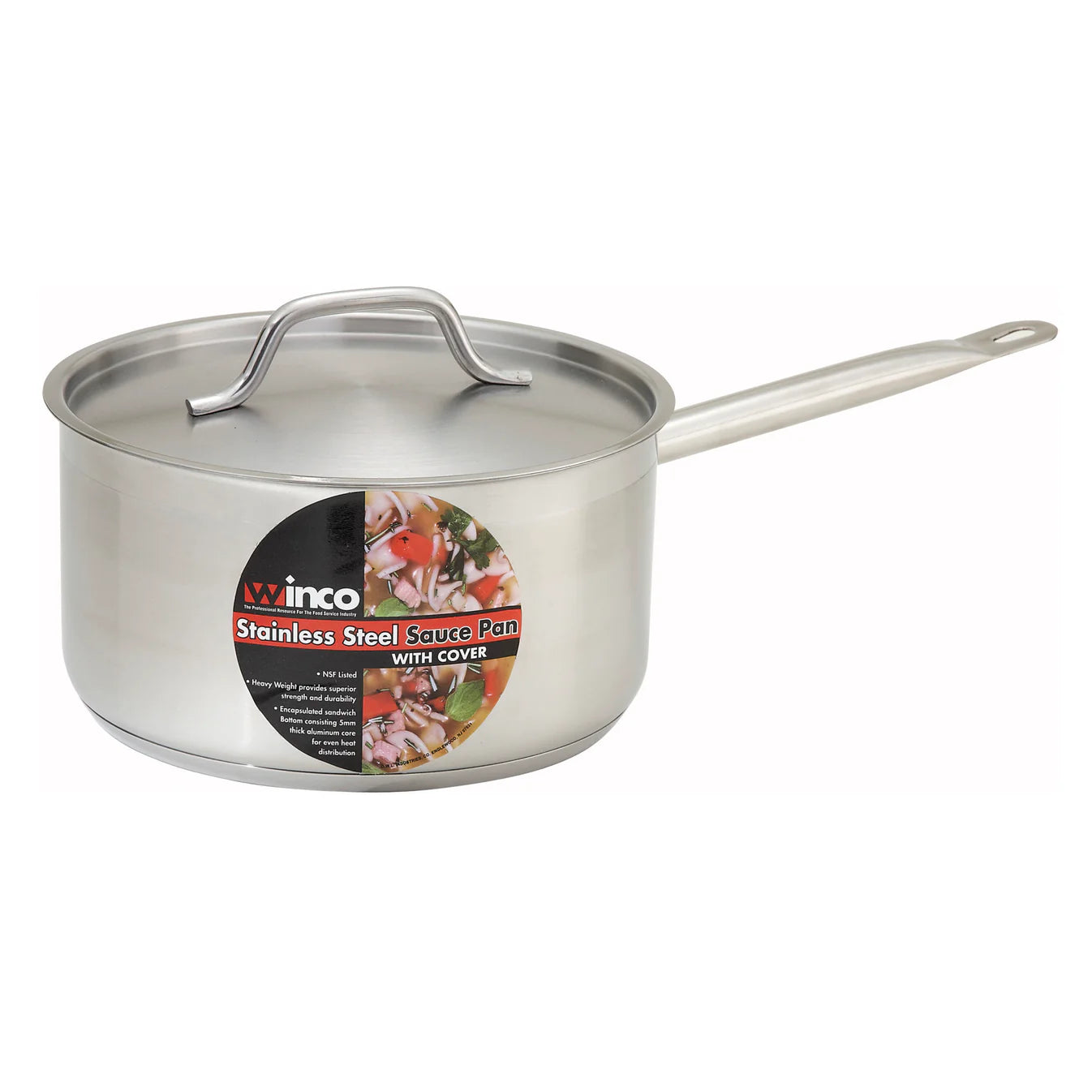 SSSP-10 - Stainless Steel Sauce Pan with Cover - 10 Quart - Chefcoca