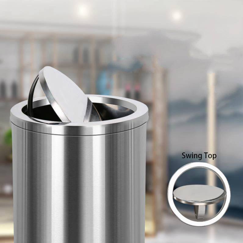 Stainless Steel Round Trash Can with Swing Top( STC-380) - Chefcoca
