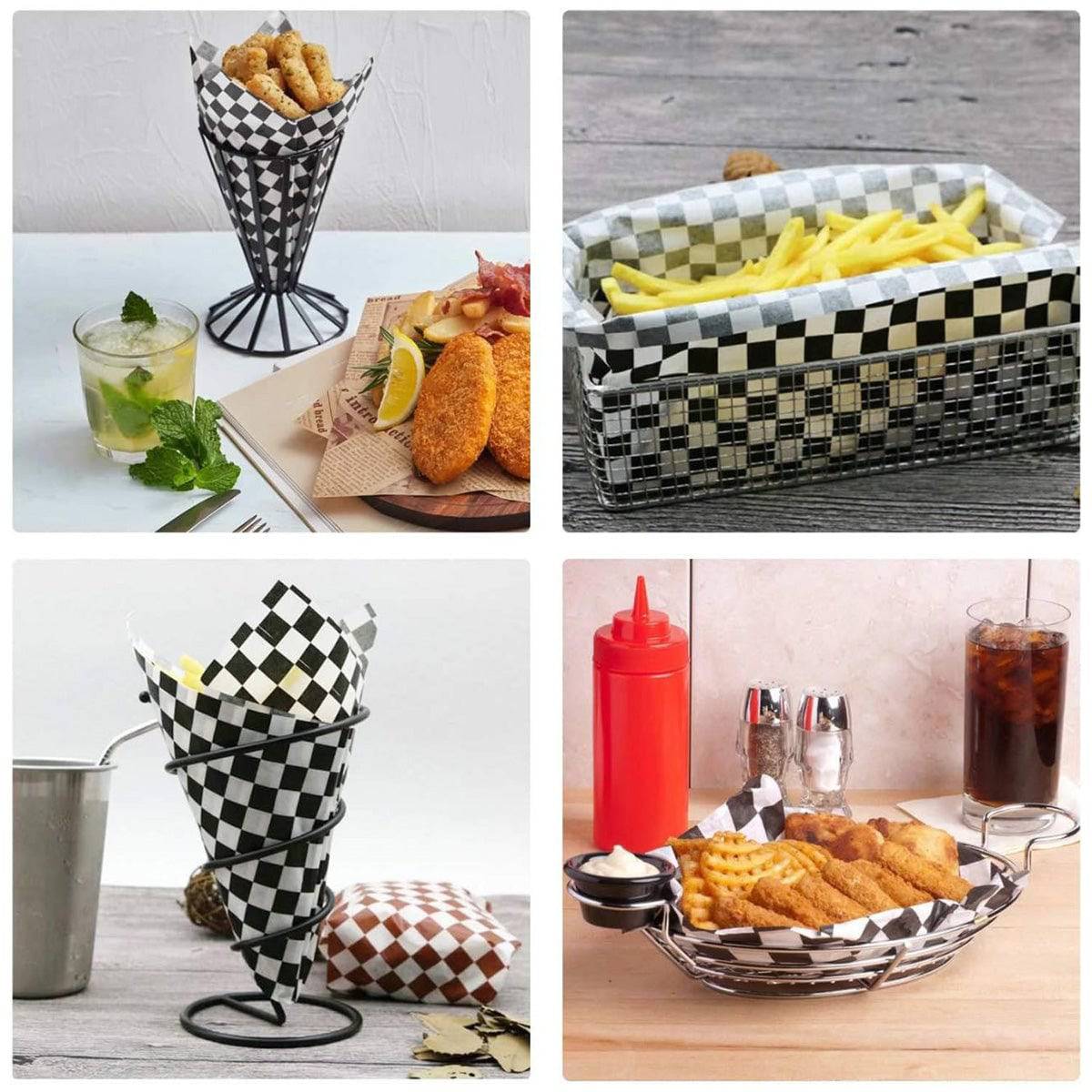 Wrap Paper, Black & White Greaseproof Sandwich Wrap Paper Deli Paper Wax Paper (200 Sheets) - Chefcoca