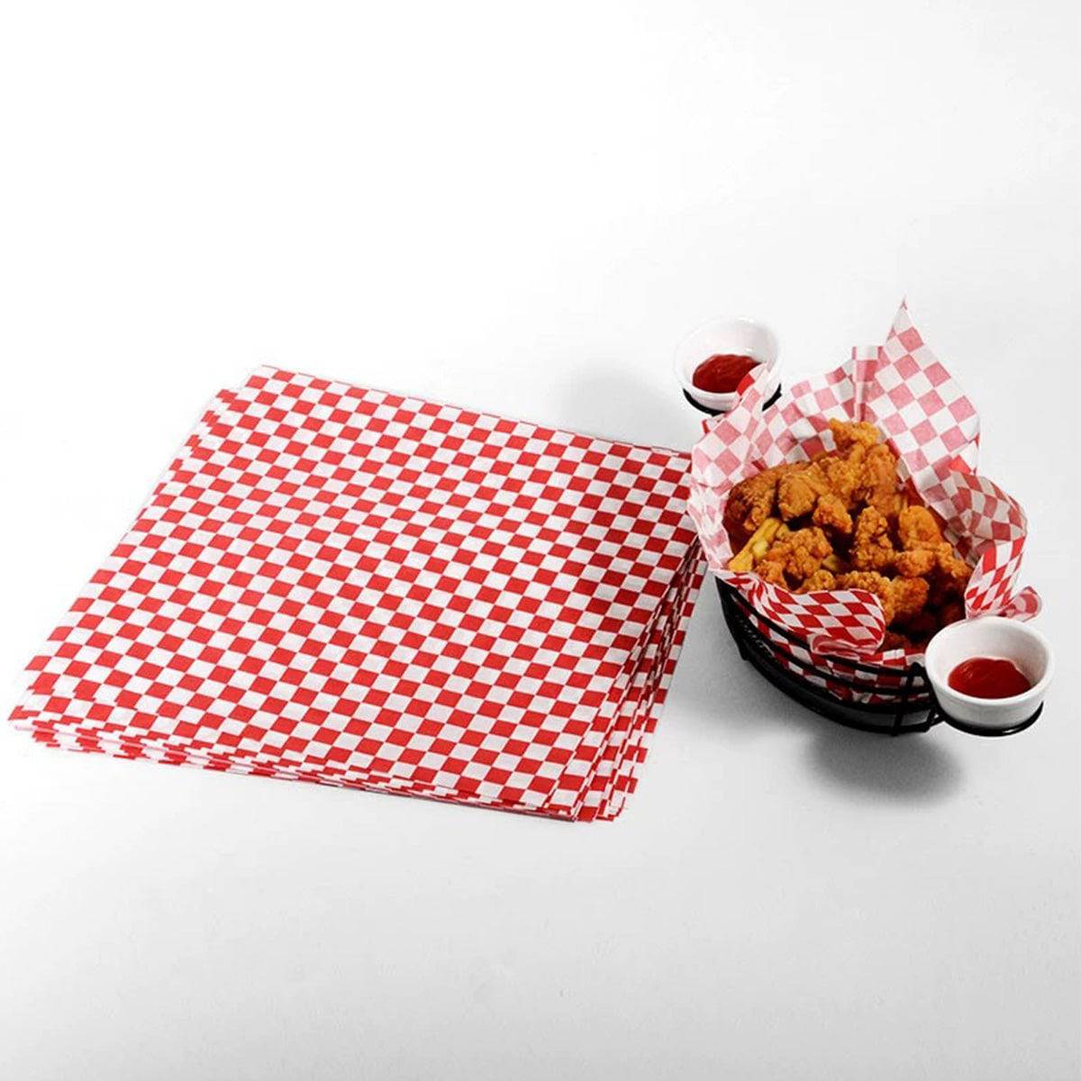 Wrap Paper, Red & White Greaseproof Sandwich Wrap Paper Deli Paper Wax Paper (200 Sheets) - Chefcoca