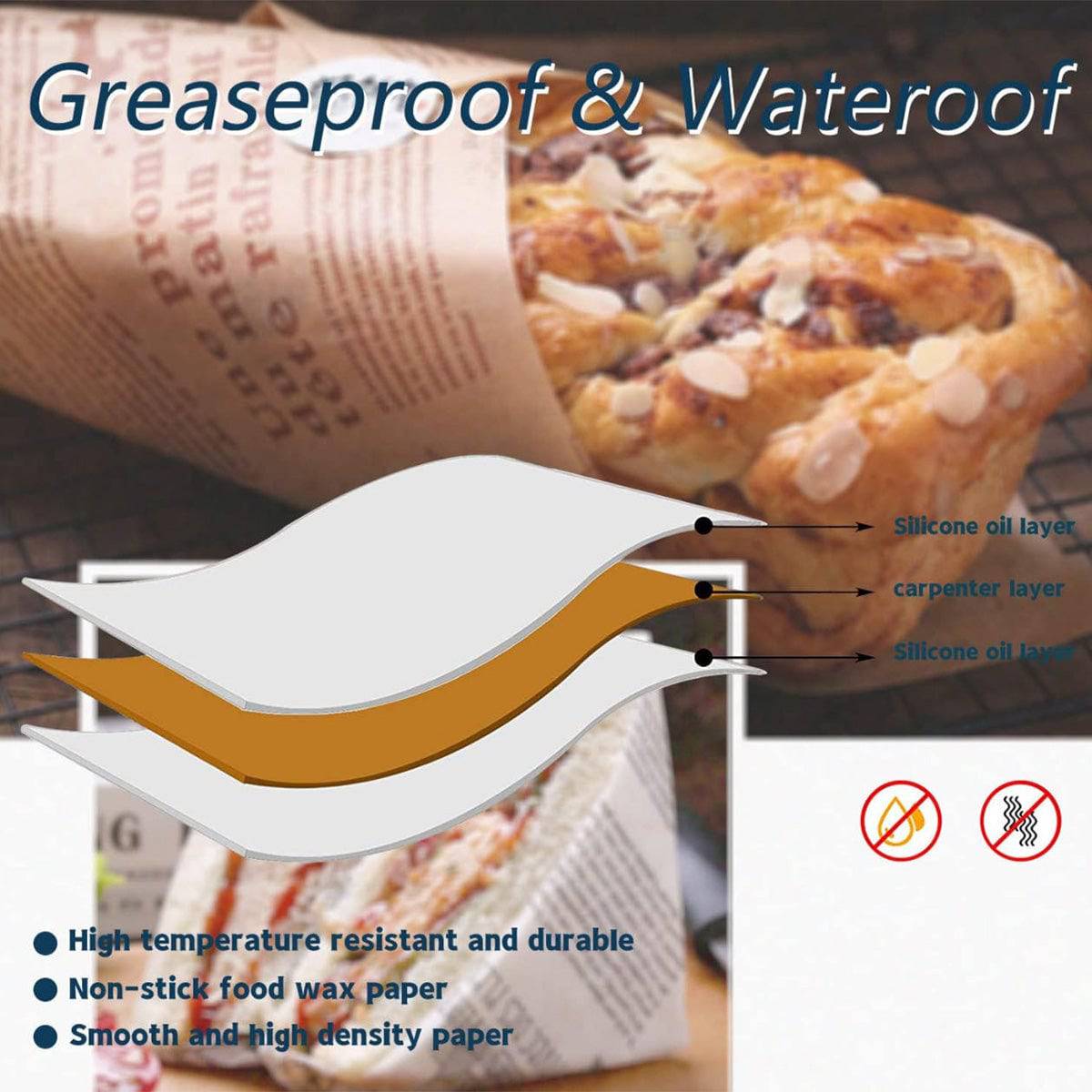 Wrap Paper, Newspaper Sheets Greaseproof Sandwich Wrap Paper Deli Paper Wax Paper (1000 Sheets) - Chefcoca
