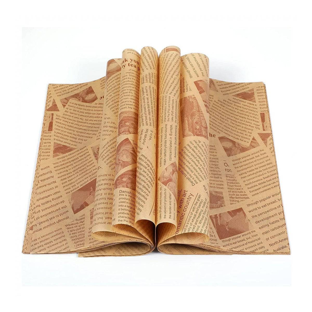 Wrap Paper, Newspaper Sheets Greaseproof Sandwich Wrap Paper Deli Paper Wax Paper (1000 Sheets) - Chefcoca