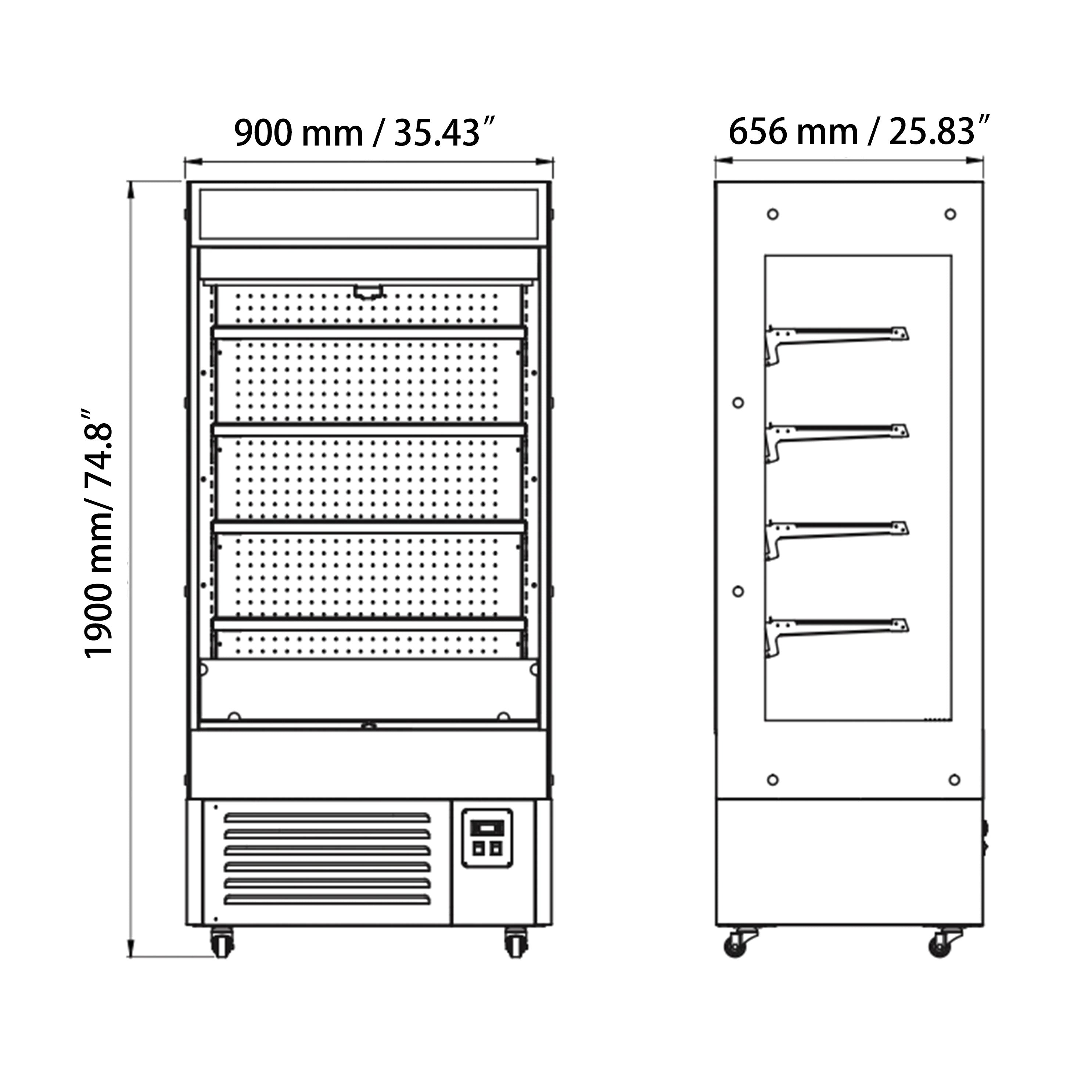 Sub-equip, SUB-ODC-36, 35.4"x25.8"x74.8"Open Display Cooler-520L - Chefcoca