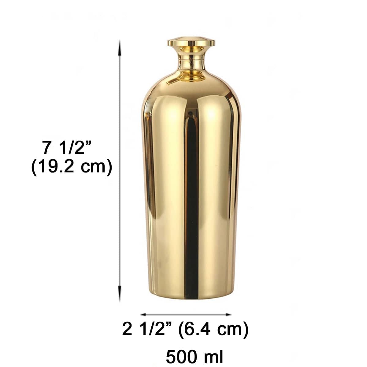 304 Stainless Steel Wine bottle with lid, Golden, 500ML - Chefcoca