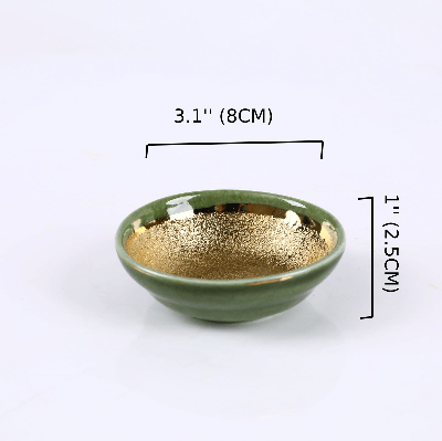 Golden & Green Ceramic Sauce Dish  (PTC00405) - Chefcoca