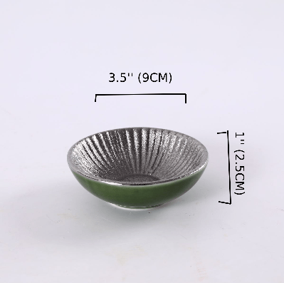 Silver and Green round Ceramic sauce dish ,Green and Silver(PTC00407) - Chefcoca