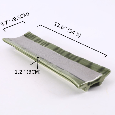 Ceramic Silver Inner and Green outer Rectangle Plate,Green and Silver (PTC00432) - Chefcoca