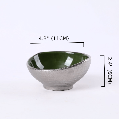 Silver Jaded Ceramic round swoop bowl, Green and Silver (PTC00410) - Chefcoca