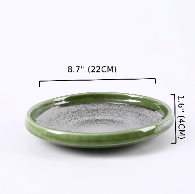 Ceramic silver Inner and Green outer Round Plate,Green and Silver(PTC00419) - Chefcoca
