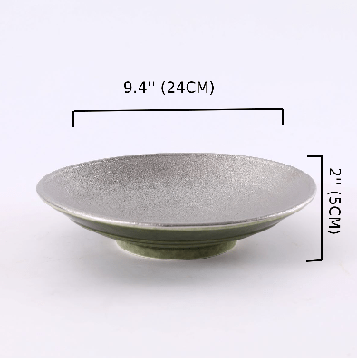 Ceramic silver Inner and Green outer Round elevated Plate,Green and Silver(PTC00420) - Chefcoca