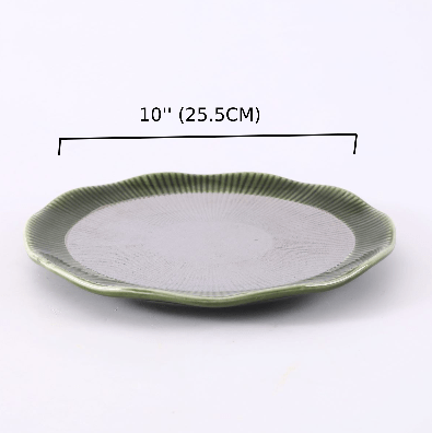 Ceramic silver jaded curve edged Round small Plate,Green and Silver (PTC00428) - Chefcoca