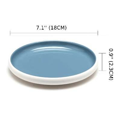 7.1'' Melamine round plate,Light Blue Plate with White Bottom (25-043) - Chefcoca