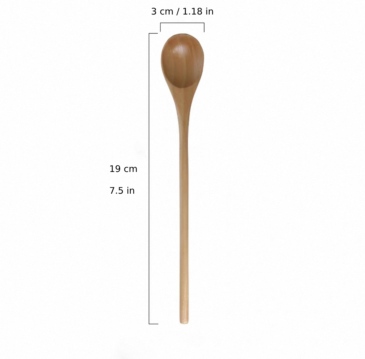 Round Wooden Spoon with Long Handle 16 cm x 4.5 cm (WS30-3) - Chefcoca