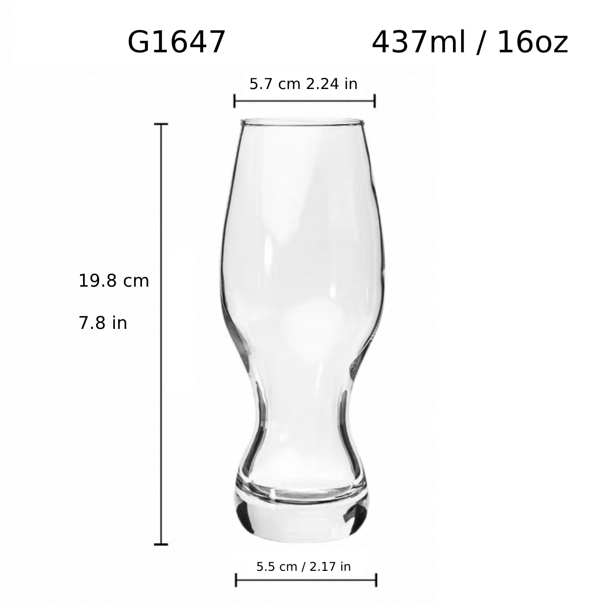 Libbey Customizable Craft Beer Glass, 473ml/16oz (G1647) - Chefcoca