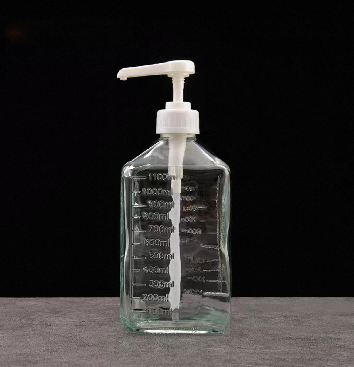 Glass Syrup Bottle with Pump, 1100ml (JD-86250) - Chefcoca