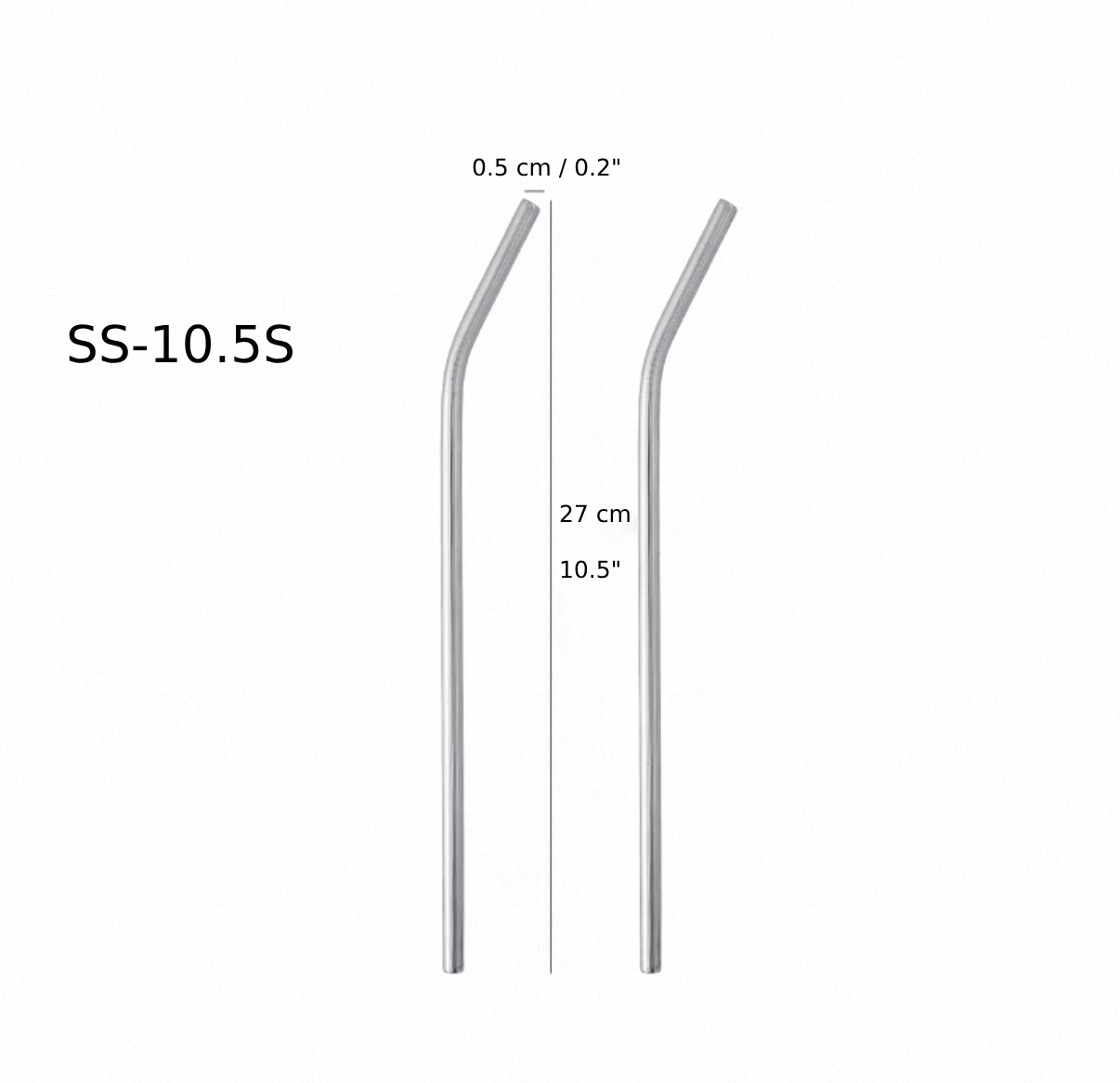 1 Piece, Reuseable Stainless Steel Straws, 10.5" (SS-10.5S) - Chefcoca