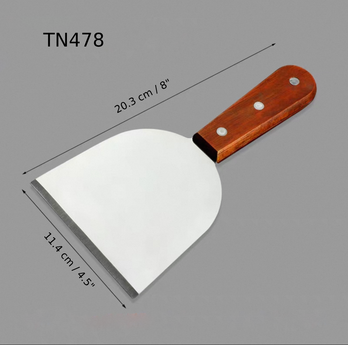 Teppanyaki Turner Wooden Handle, 4.5"x8" (TN478) - Chefcoca