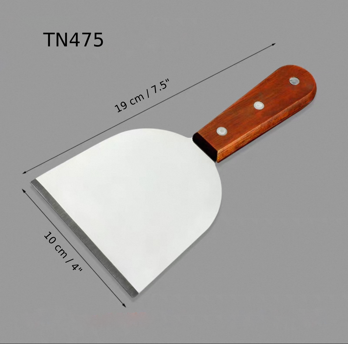 Teppanyaki Turner Wooden Handle, 4"x7.5" (TN475) - Chefcoca