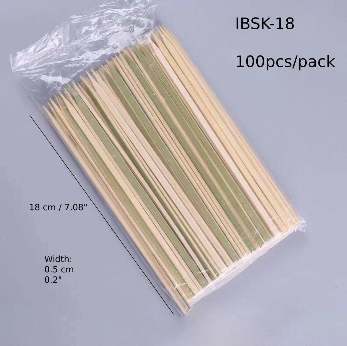 Hira Gushi Flat Bamboo Sticks Skewers, 7"/18cm, 100pcs/pack (IBSK-18) - Chefcoca