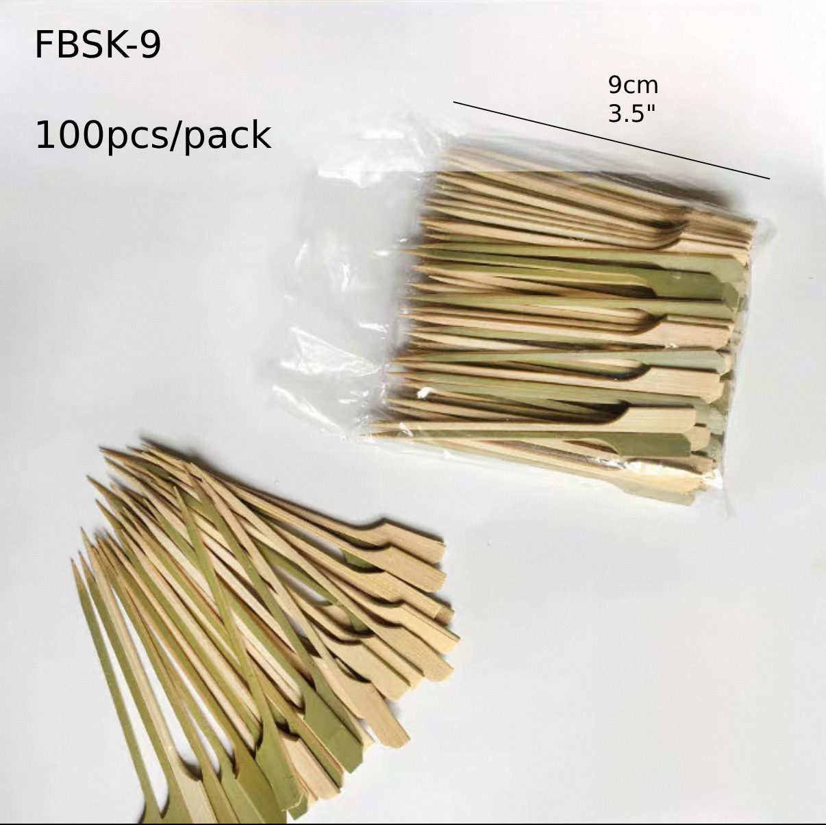 Flag Shaped Bamboo Skewers, 3.5"/9cm, 100pcs/pack (FBSK-9) - Chefcoca