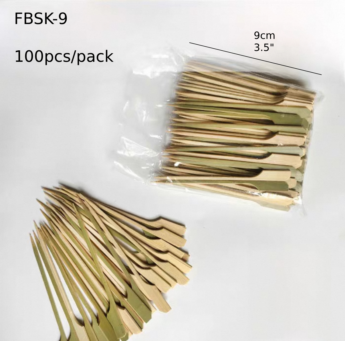 Flag Shaped Bamboo Skewers, 3.5"/9cm, 100pcs/pack (FBSK-9) - Chefcoca