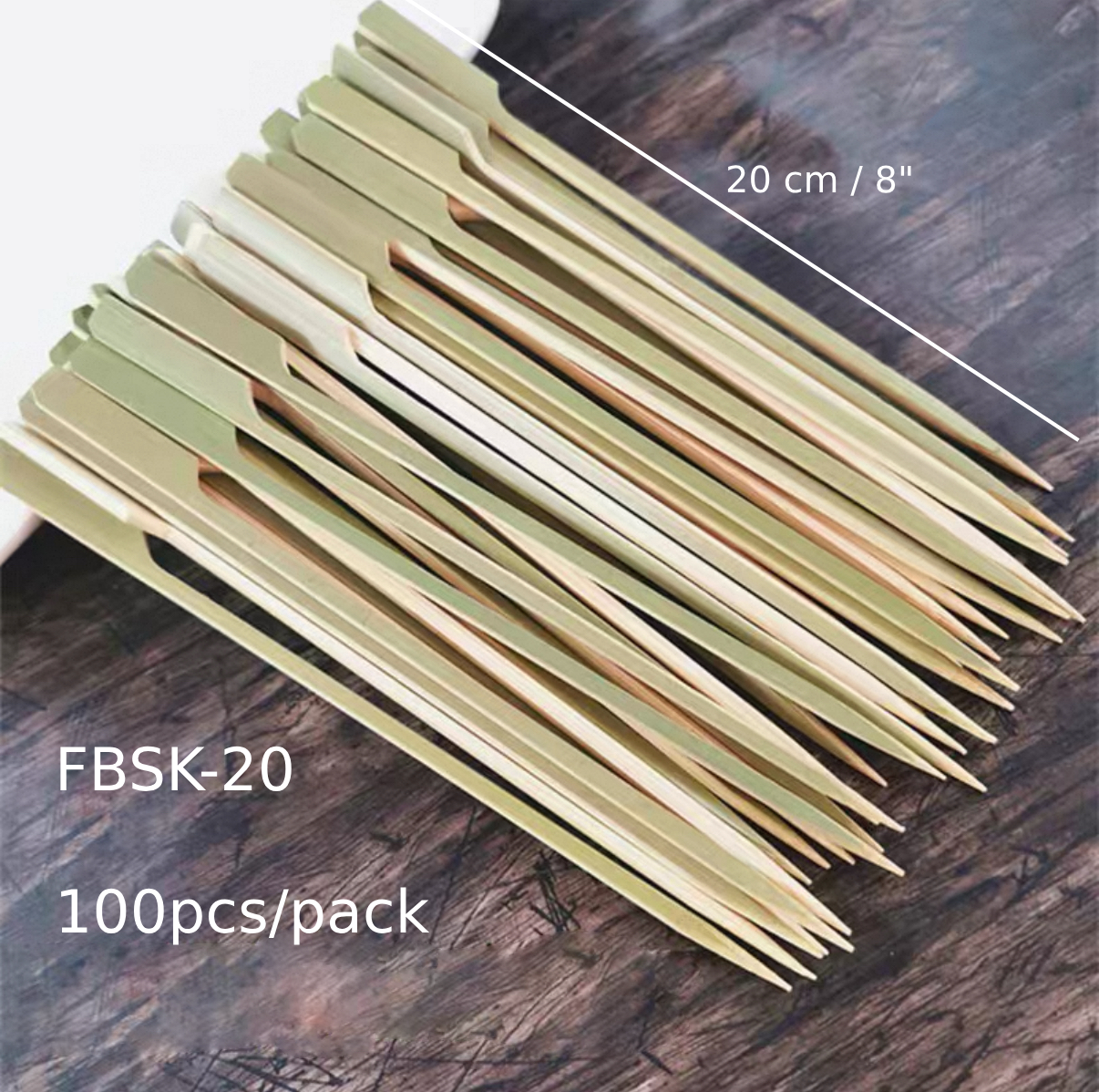 Flag Shaped Bamboo Skewers, 8"/20cm/ 100pcs/pack (FBSK-20) - Chefcoca