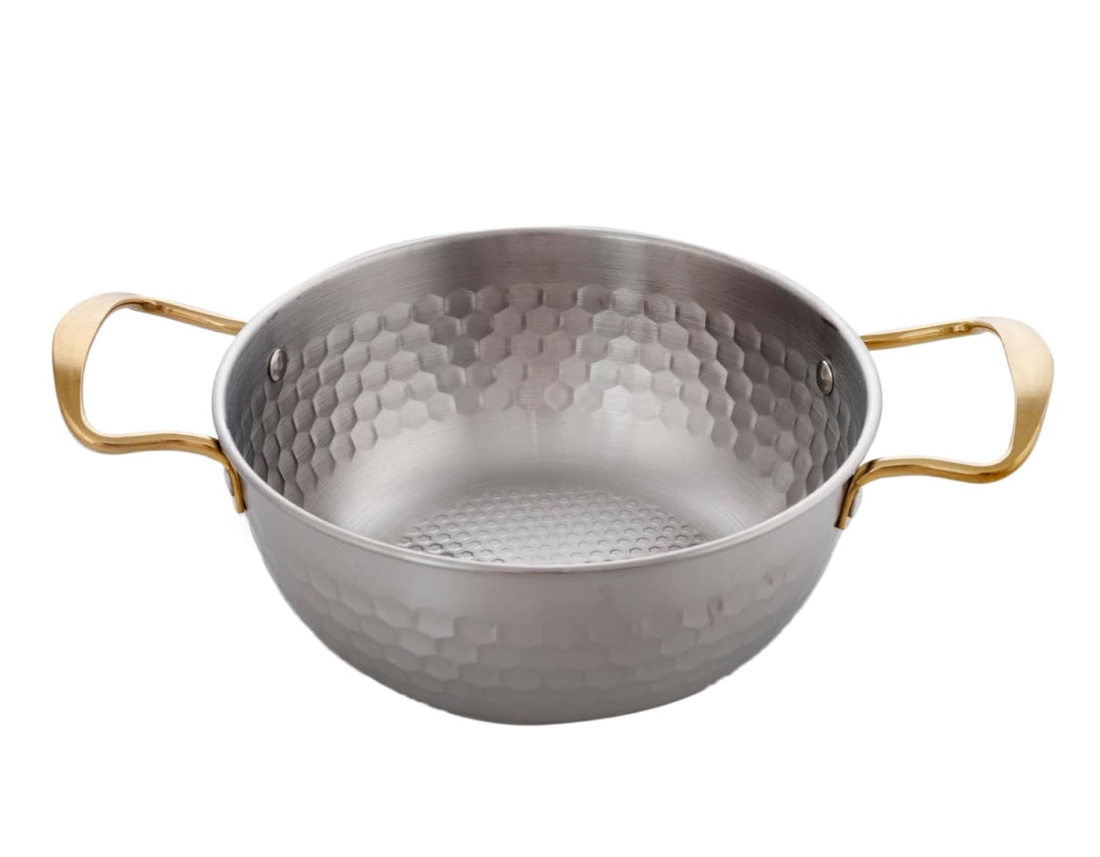 Chefco, Silver Stainless Steel Round Noodle Bowl with Double Handle, 18cm dia (KNB-18S) - Chefcoca