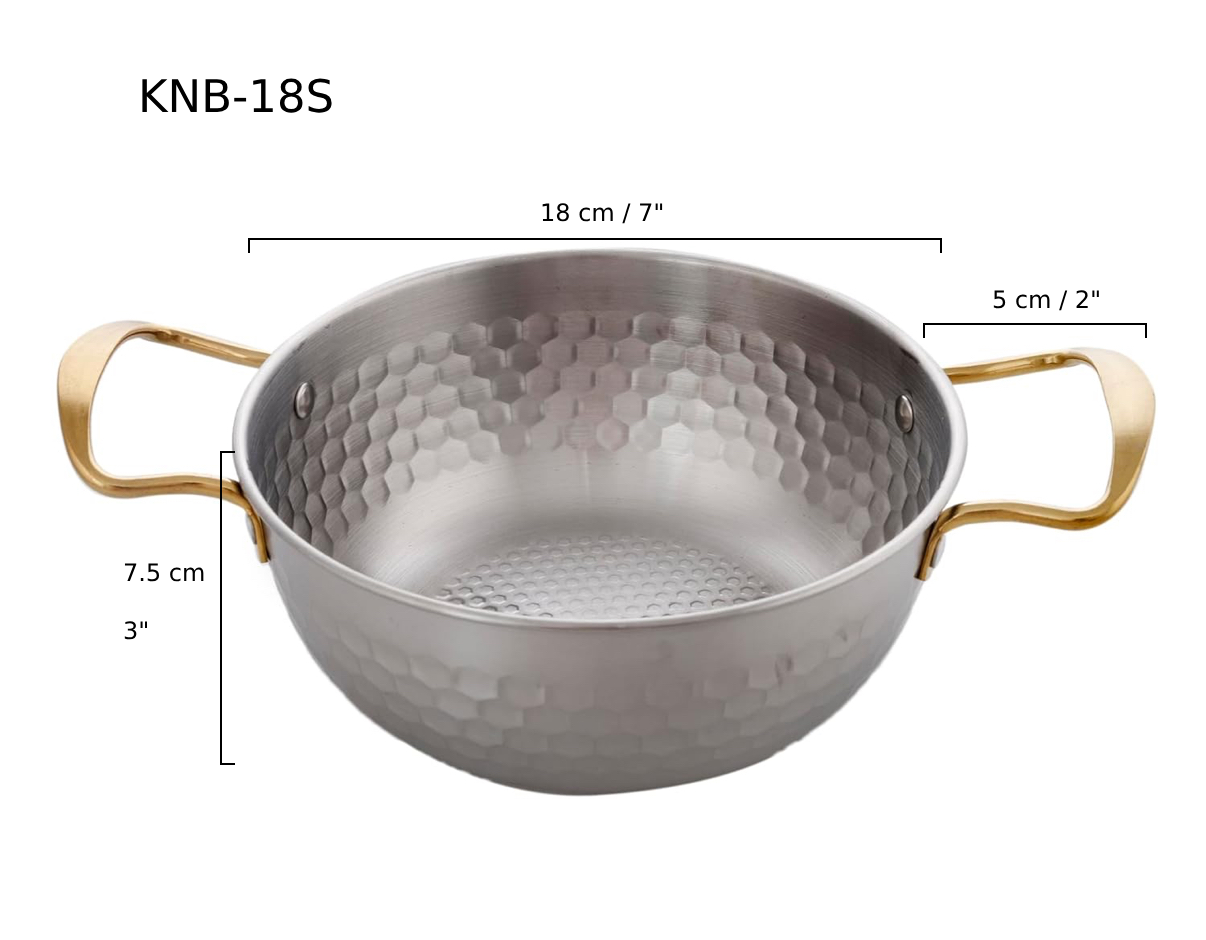 Chefco, Silver Stainless Steel Round Noodle Bowl with Double Handle, 18cm dia (KNB-18S) - Chefcoca