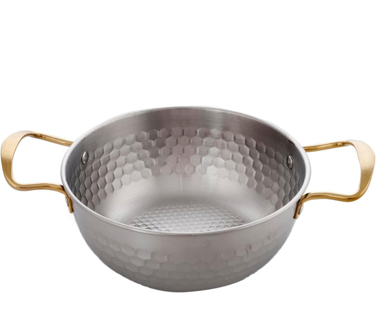 Chefco, Silver Stainless Steel Round Noodle Bowl wth Double Handle, 22 cm Dia (KNB-22S) - Chefcoca