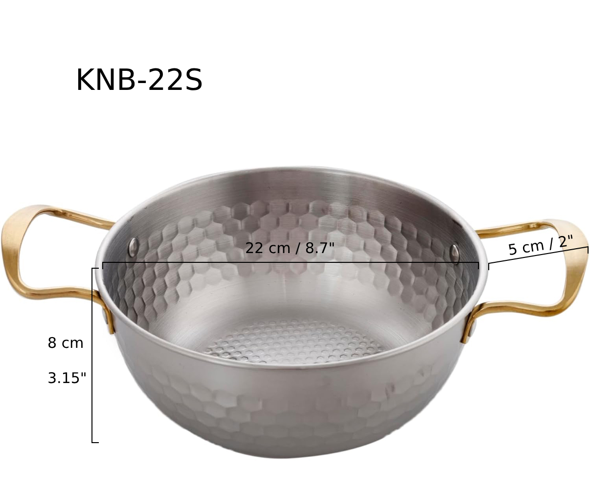 Chefco, Silver Stainless Steel Round Noodle Bowl wth Double Handle, 22 cm Dia (KNB-22S) - Chefcoca