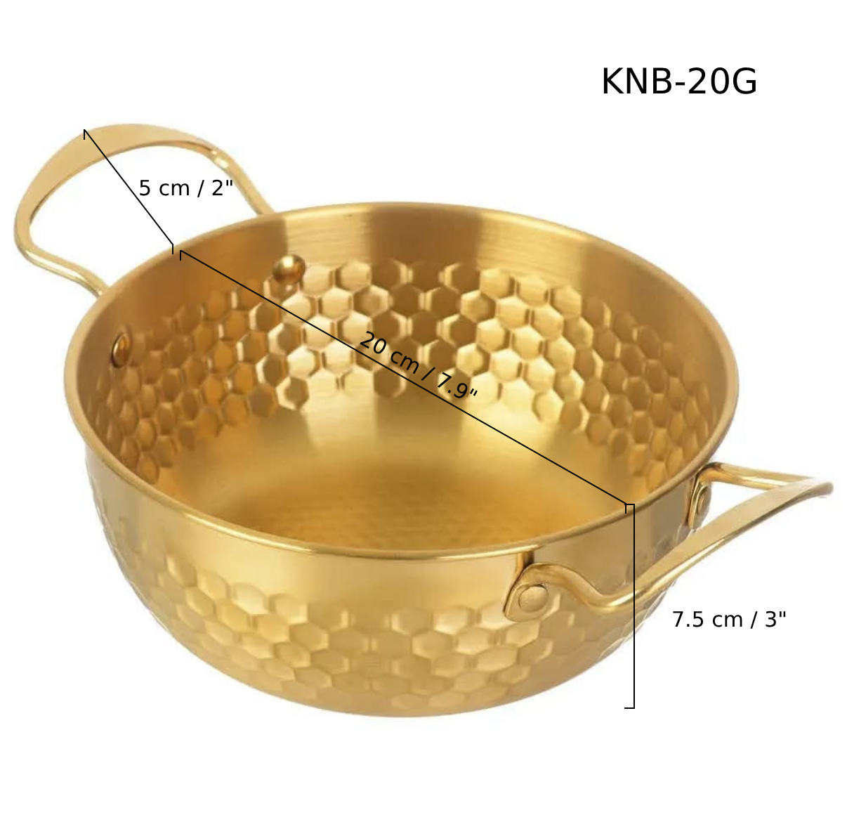 Chefco, Golden Stainless Steel Round Noodle Bowl with Double Handle, 20 cm Dia (KNB-20G) - Chefcoca