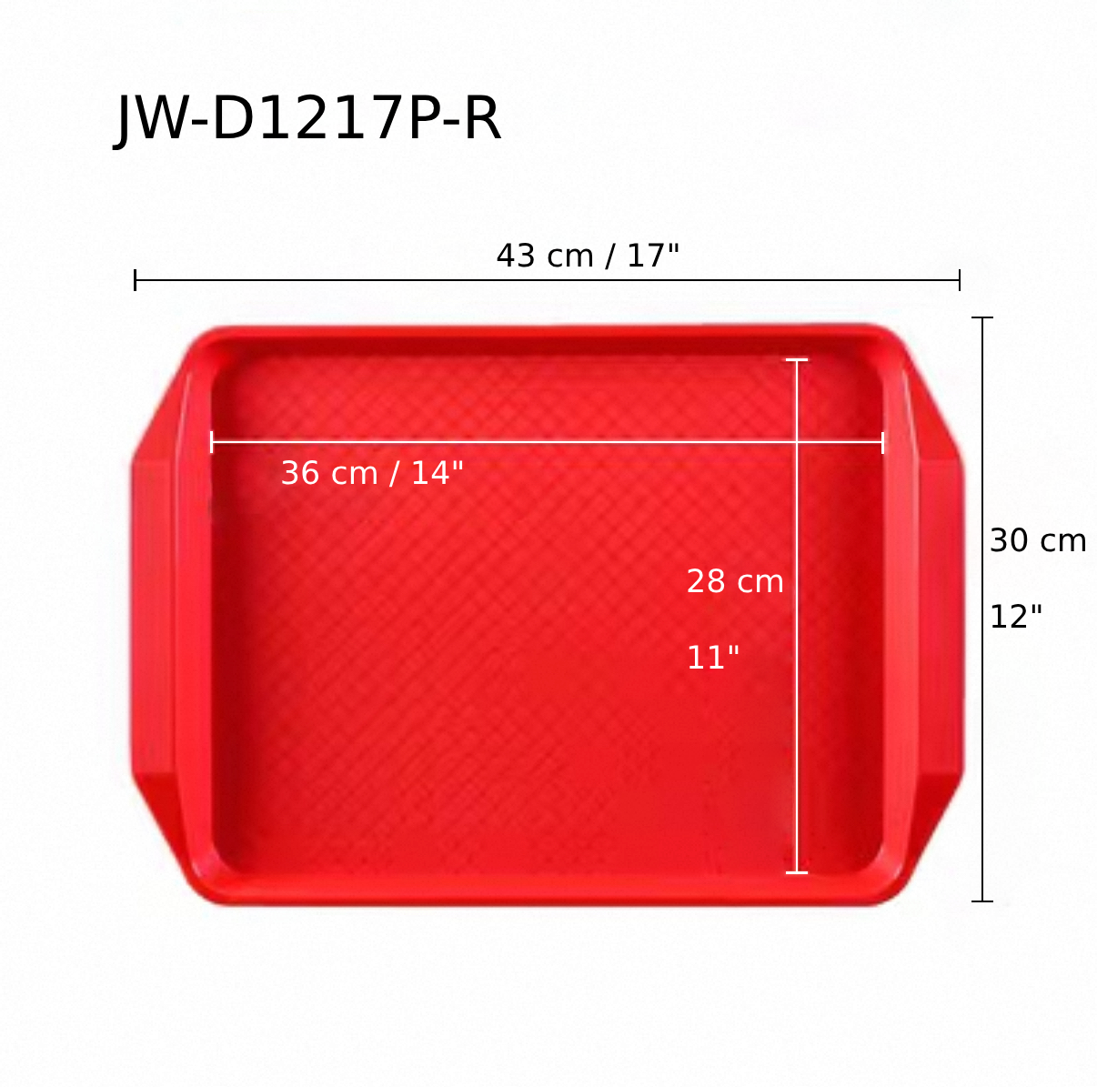 Red Fast Food Tray, 12"x17"(JW-D1217P-R) - Chefcoca