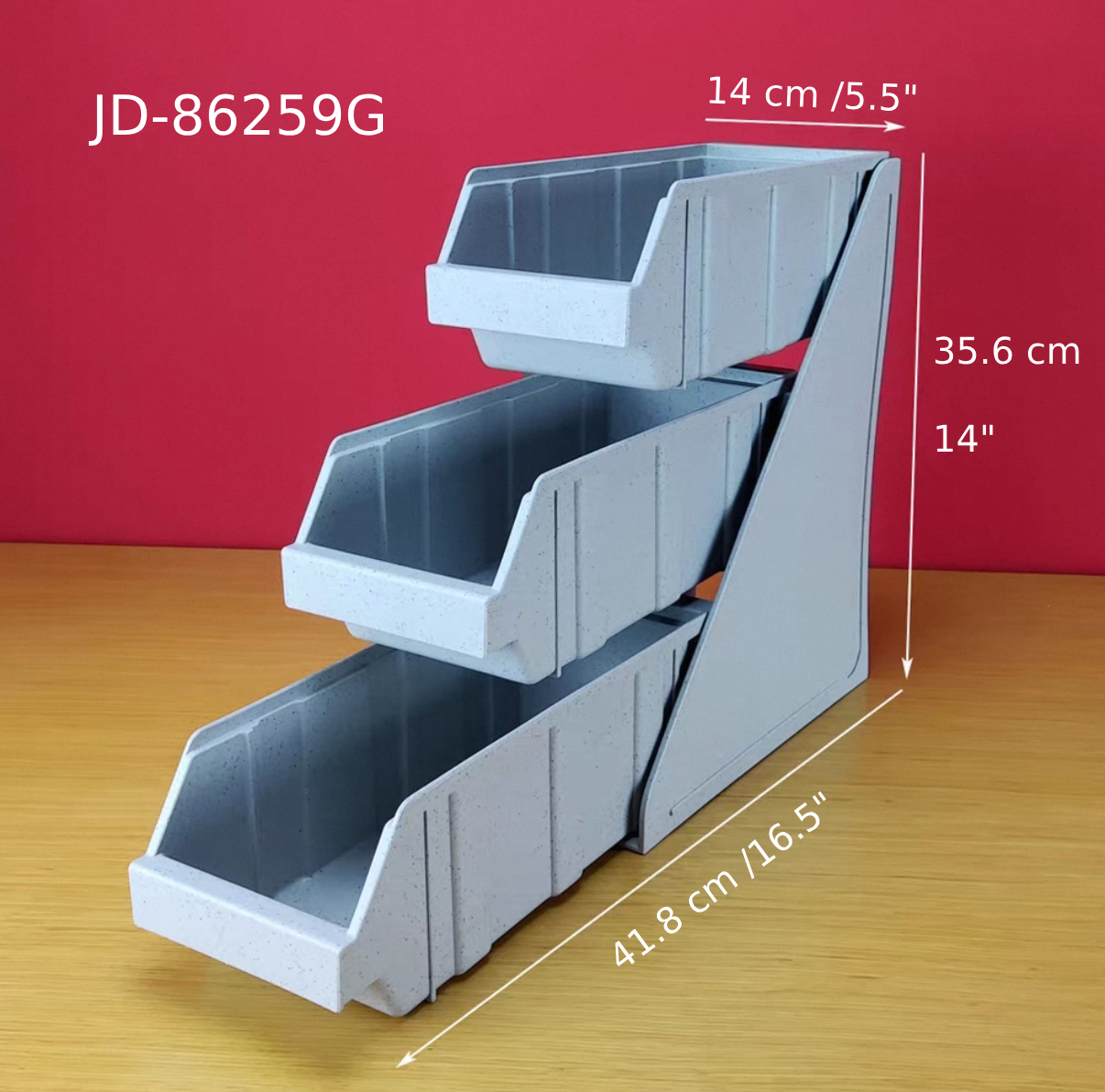 Chefco, Grey 3 Tier Versa Organizer Bin Set 3 (JD-86259G) - Chefcoca