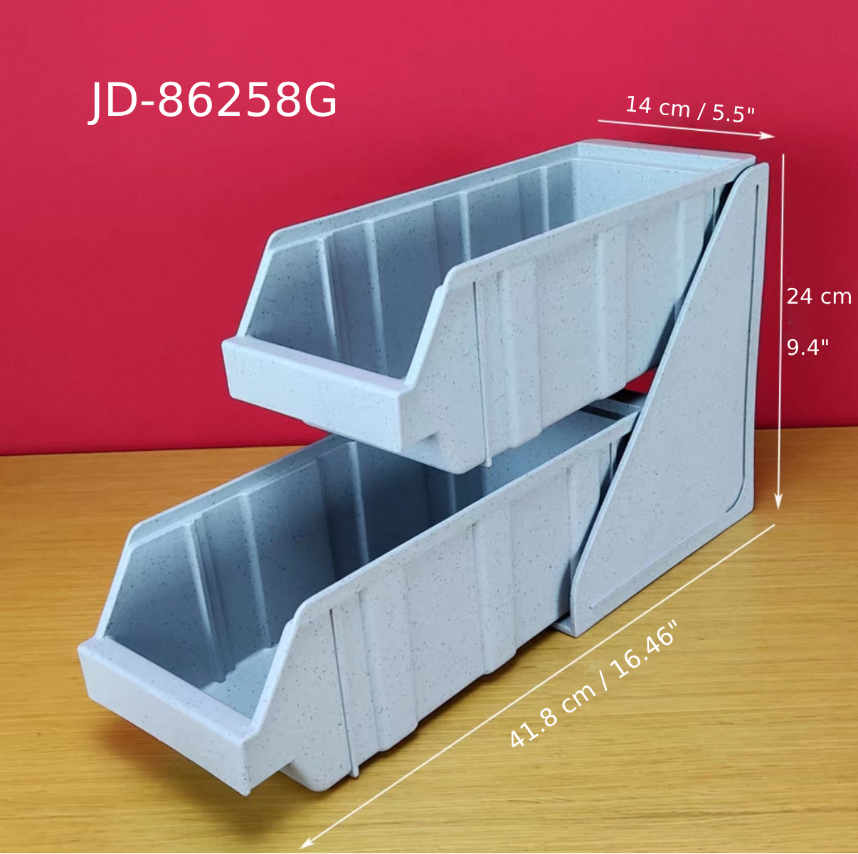 Chefco, Grey 2 Tier Versa Organizer Bin Set 2 (JD-86258G) - Chefcoca